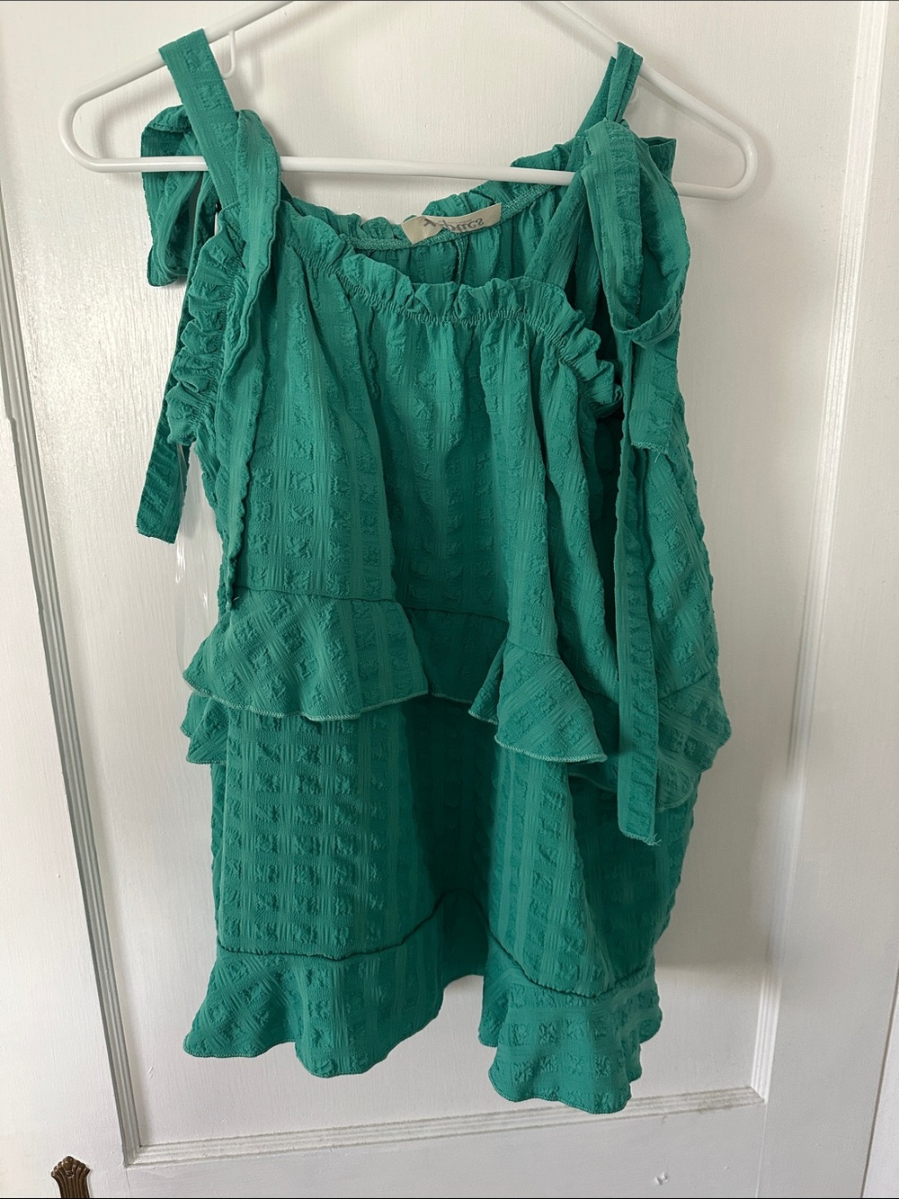NWOT Green Ruffled Tank Top